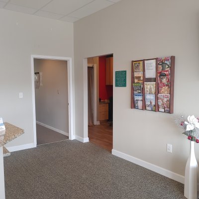 front desk area with doors